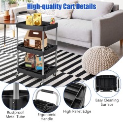 Monikäyttöinen musta työkalukärry pyörillä ja jakajilla