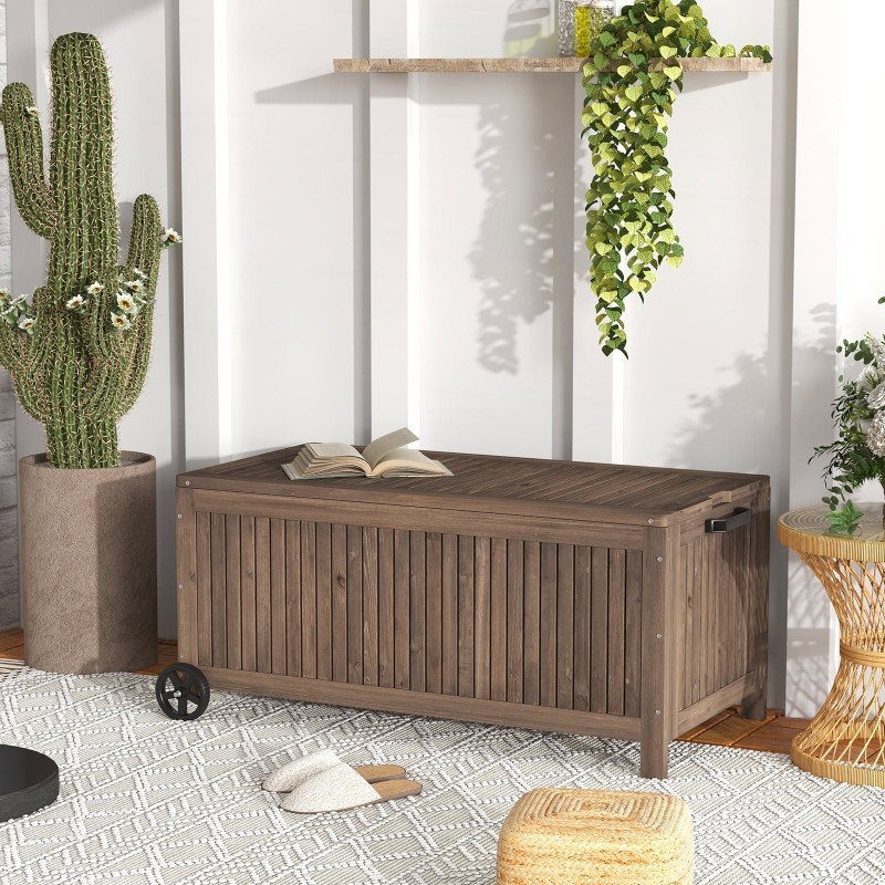 Puinen säilytyslaatikko 207L irrotettavalla vedenpitävällä vuorella ruskea