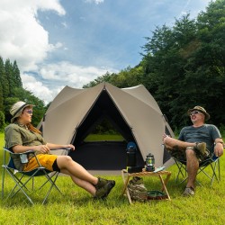 Kuusikulmainen perheteltta sadesuojalla ja kattoikkunalla, oliivinvihreä