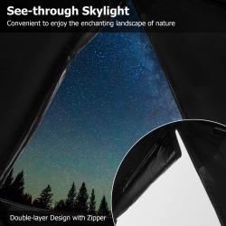 Kuusikulmainen perheteltta sadesuojalla ja kattoikkunalla, oliivinvihreä