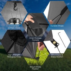 Harmaa pop-up-leiriteltta 2-3 hengelle kantolaukulla