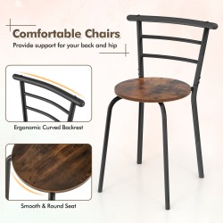 Kolmen osan ruokailuryhmä viinitelineellä, ruskea