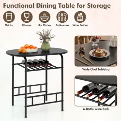 3-osainen musta ruokailuryhmä viinitelineellä ja tuoleilla