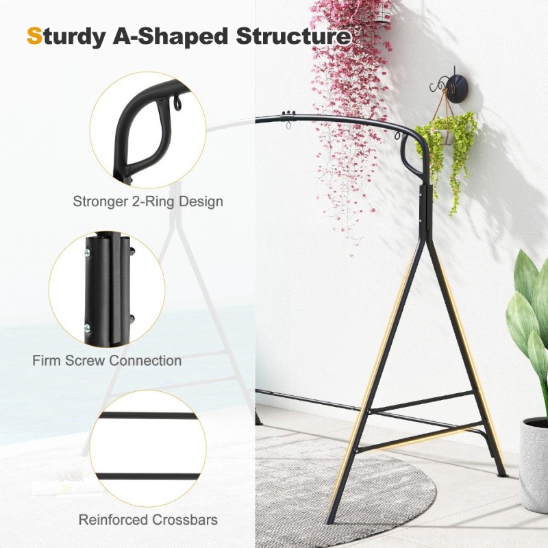 Vahva musta ulkokeinuverkkorunko A-muotoinen metallirakenne