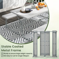 Harmaa 183 cm piknikpöytäsetti aurinkovarjoreiällä ulkokäyttöön