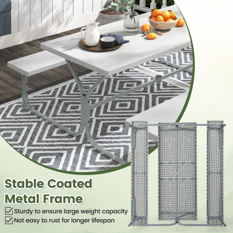 Harmaa 183 cm piknikpöytäsetti aurinkovarjoreiällä ulkokäyttöön