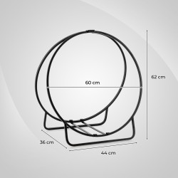 60 cm musta metallinen halkoteline 230 kg kantavuudella