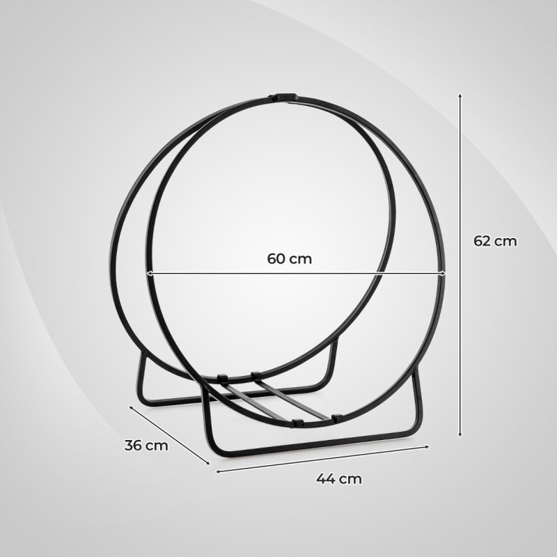 60 cm musta metallinen halkoteline 230 kg kantavuudella