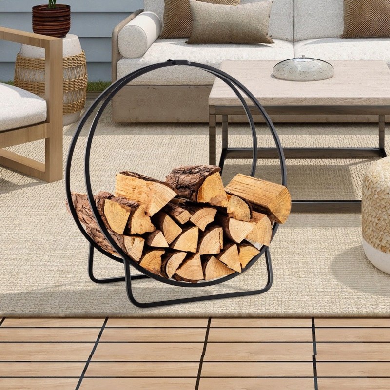 60 cm musta metallinen halkoteline 230 kg kantavuudella