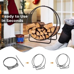 60 cm musta metallinen halkoteline 230 kg kantavuudella