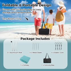 Rantalippa UPF 50+ suojalla ja hiekkasäkeillä, turkoosi