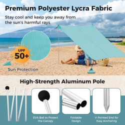 Rantalippa UPF 50+ suojalla ja hiekkasäkeillä, turkoosi