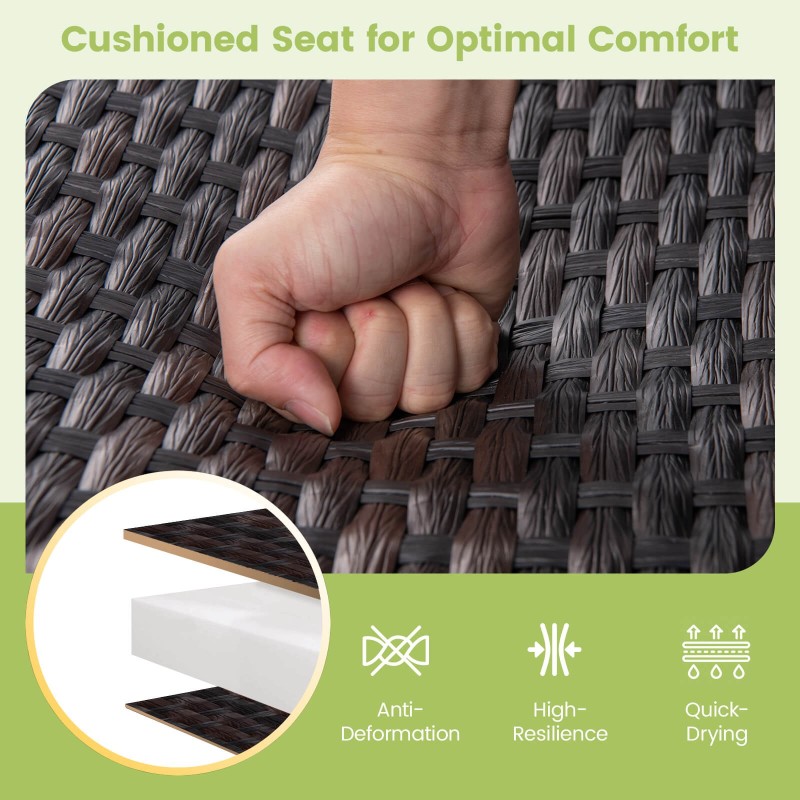 Kahden hengen ruskea rottinki liukutuoli ulkokäyttöön