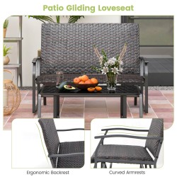 Kahden hengen ruskea rottinki liukutuoli ulkokäyttöön