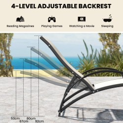 Beige 2-in-1 ulkolepotuoli säädettävällä keinumekanismilla