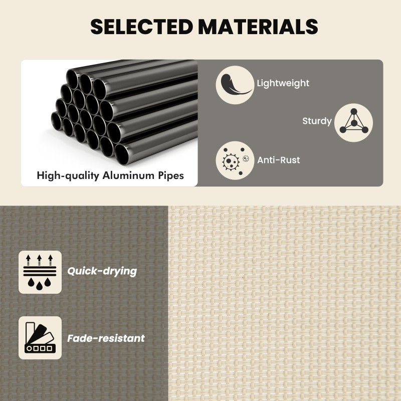 Beige 2-in-1 ulkolepotuoli säädettävällä keinumekanismilla