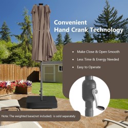 Kaksipuolinen ruskea ulkomarkkinavarjo käsikampimekanismilla