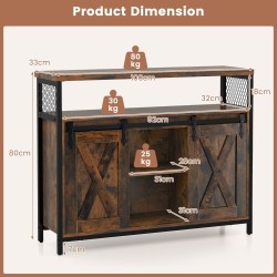 Maalaisromanttinen buffet-kaappi liukuovilla, ruskea