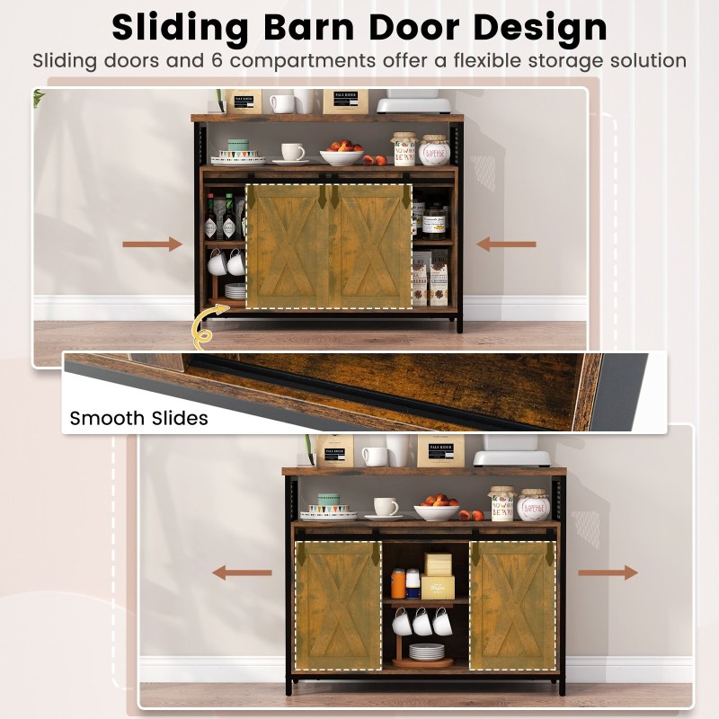 Maalaisromanttinen buffet-kaappi liukuovilla, ruskea