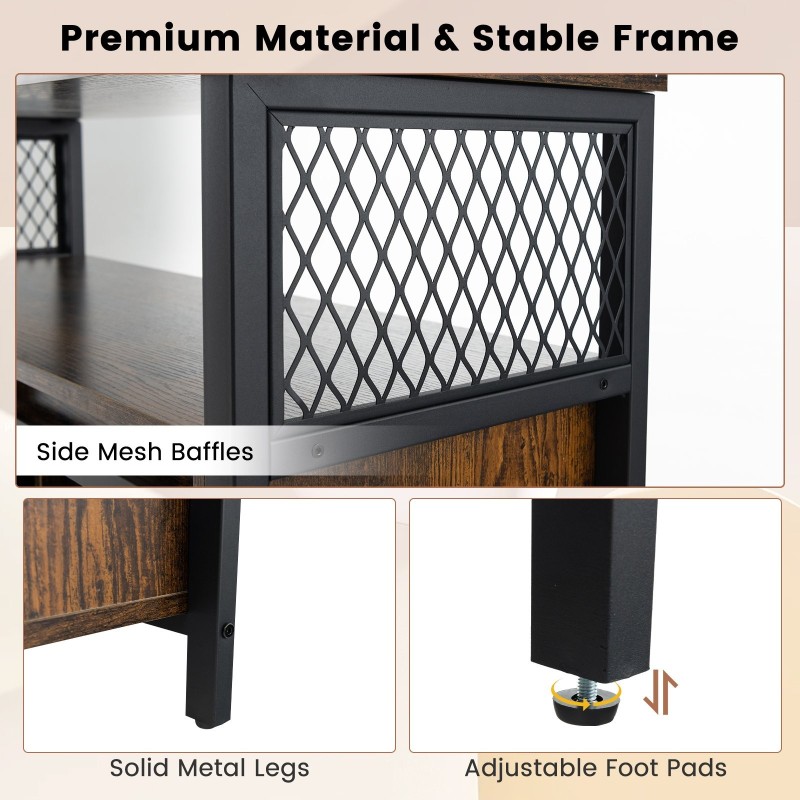 Maalaisromanttinen buffet-kaappi liukuovilla, ruskea