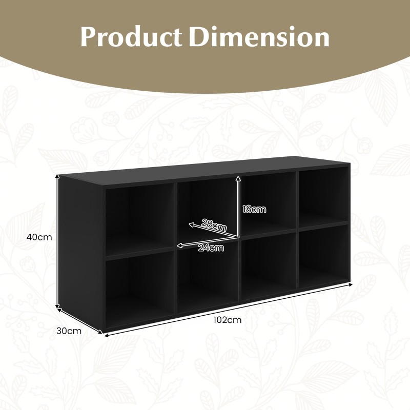 Musta 8-ruudukkoinen kenkäpenkki monitoiminen säilytysratkaisu