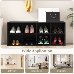 Musta 8-ruudukkoinen kenkäpenkki monitoiminen säilytysratkaisu