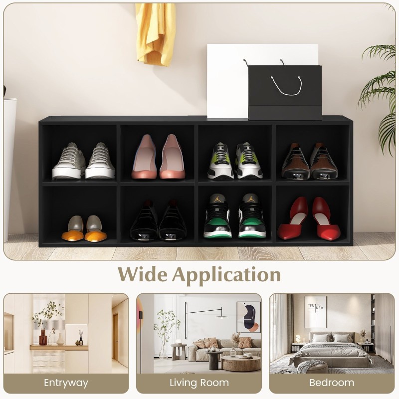 Musta 8-ruudukkoinen kenkäpenkki monitoiminen säilytysratkaisu