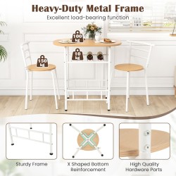 3-osainen ruokailuryhmä viinitelineellä ja metallirungolla