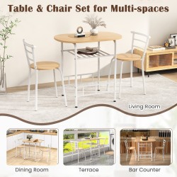 3-osainen ruokailuryhmä viinitelineellä ja metallirungolla