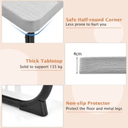 8 hengen harmaa neliönmuotoinen piknikpöytä penkeillä ja varjoreiällä