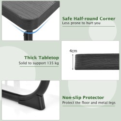 8 hengen musta neliön muotoinen piknikpöytä penkeillä