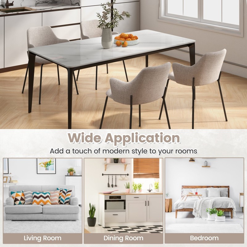 Kaksi beigeä verhoiltua ruokapöydän tuolia kaarevalla selkänojalla