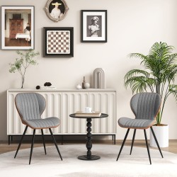 2 kpl harmaa moderni ruokatuoli kaarevalla selkänojalla