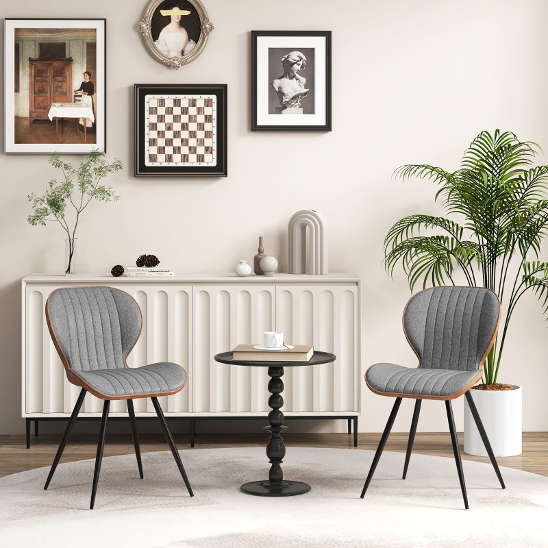 2 kpl harmaa moderni ruokatuoli kaarevalla selkänojalla