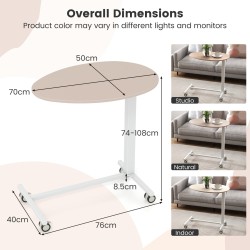 Liikuteltava seisomapöytä pneumaattisella nostolla - vaaleanpunainen