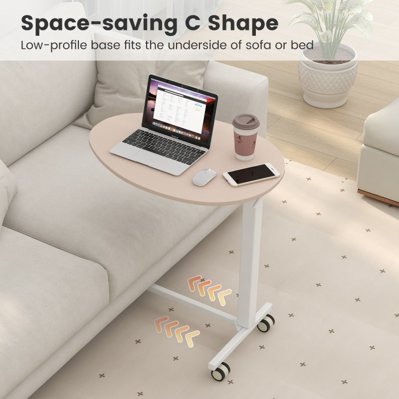 Liikuteltava seisomapöytä pneumaattisella nostolla - vaaleanpunainen