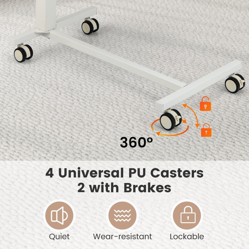 Liikuteltava seisomapöytä pneumaattisella nostolla - vaaleanpunainen
