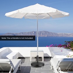 Pyöreä musta varjoteline pyörillä ja kahvoilla 23 kg