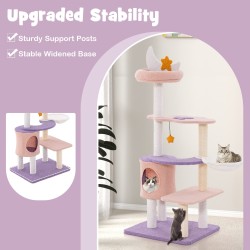 Monitasoinen kissapuu raapimapylväillä ja pesällä - purppura