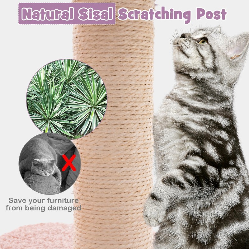 Monitasoinen kissapuu raapimapylväillä ja pesällä - purppura