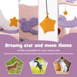 Monitasoinen kissapuu raapimapylväillä ja pesällä - purppura