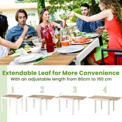 Laajennettava alumiininen ruokapöytä 4-6 hengelle, luonnollinen
