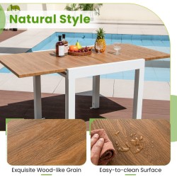 Laajennettava alumiininen ruokapöytä 4-6 hengelle, luonnollinen