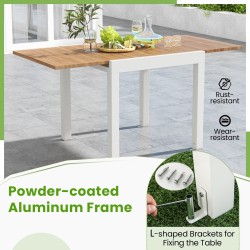 Laajennettava alumiininen ruokapöytä 4-6 hengelle, luonnollinen