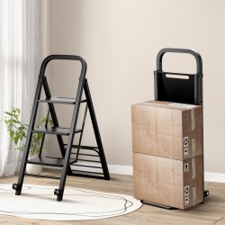 Kokoontaitettava 2-in-1 käsikärry ja tikkaat, musta