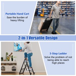 Kokoontaitettava 2-in-1 käsikärry ja tikkaat, musta