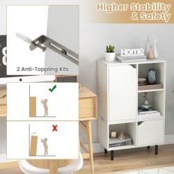 Pinottava valkoinen kirjahylly säädettävillä hyllyillä ja kuutioilla