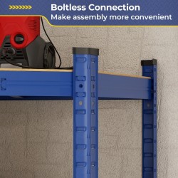 Sininen 4-tasoinen kulmahyllystö 720kg varastoon ja keittiöön