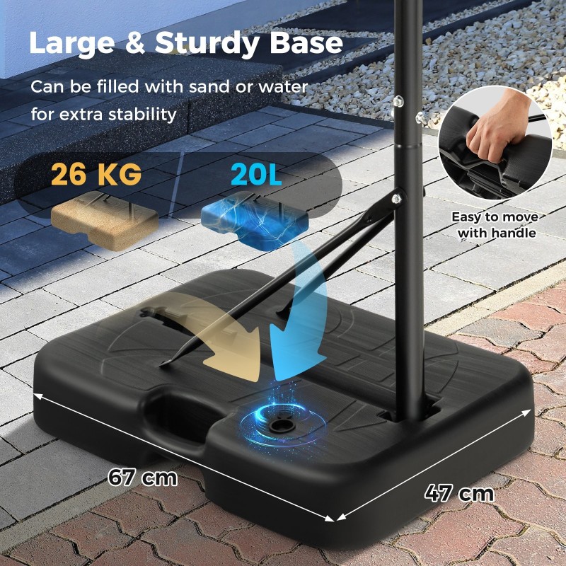 Säädettävä lasten koripalloteline musta ulko- ja sisäkäyttöön