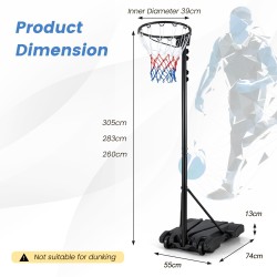 Säädettävä musta koripalloteline ilman taustalevyä